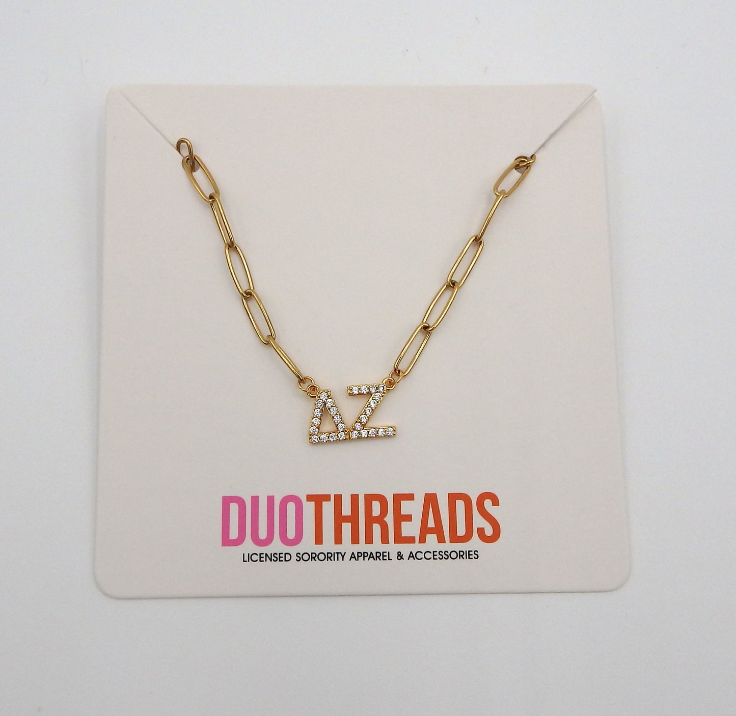 Delta Zeta Rhinestone Letters Necklace