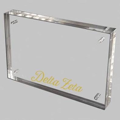 Delta Zeta Acrylic Frame with Gold Foil Lettering