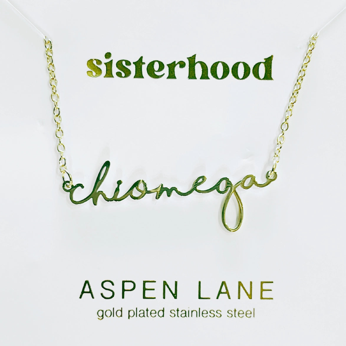 Chi Omega Script Necklace