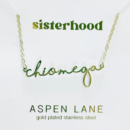 Chi Omega Script Necklace