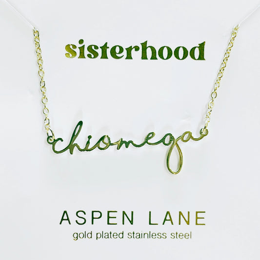 Chi Omega Script Necklace